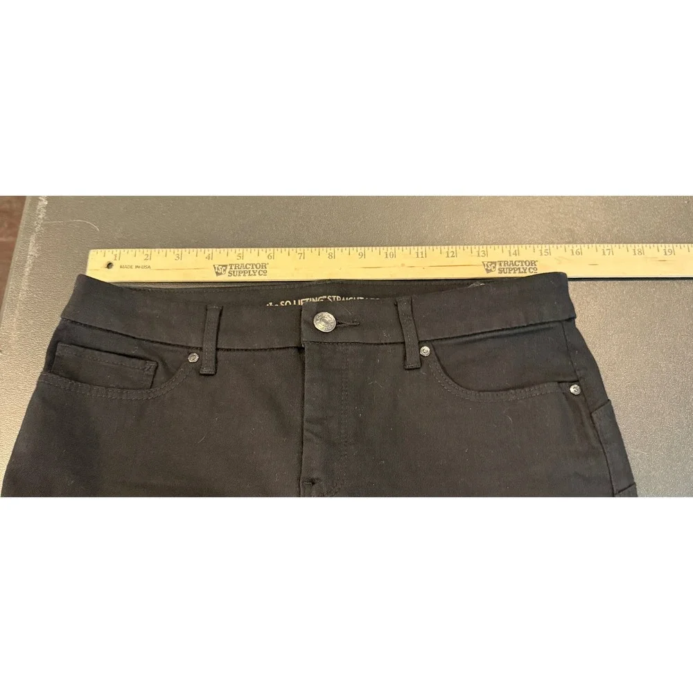 Chicos 0 US 4 Regular Straight Leg Pants Black SO Lifting Mid Rise Stretch Denim